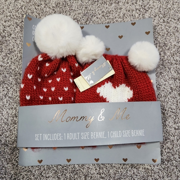 Collection 18 Other - Collection 18 Mommy & Me Matching Heart Pom Beanies